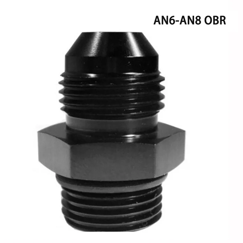-6AN / 6AN Dash Six to -8AN / 8AN ORB reductor flare union fitting negro