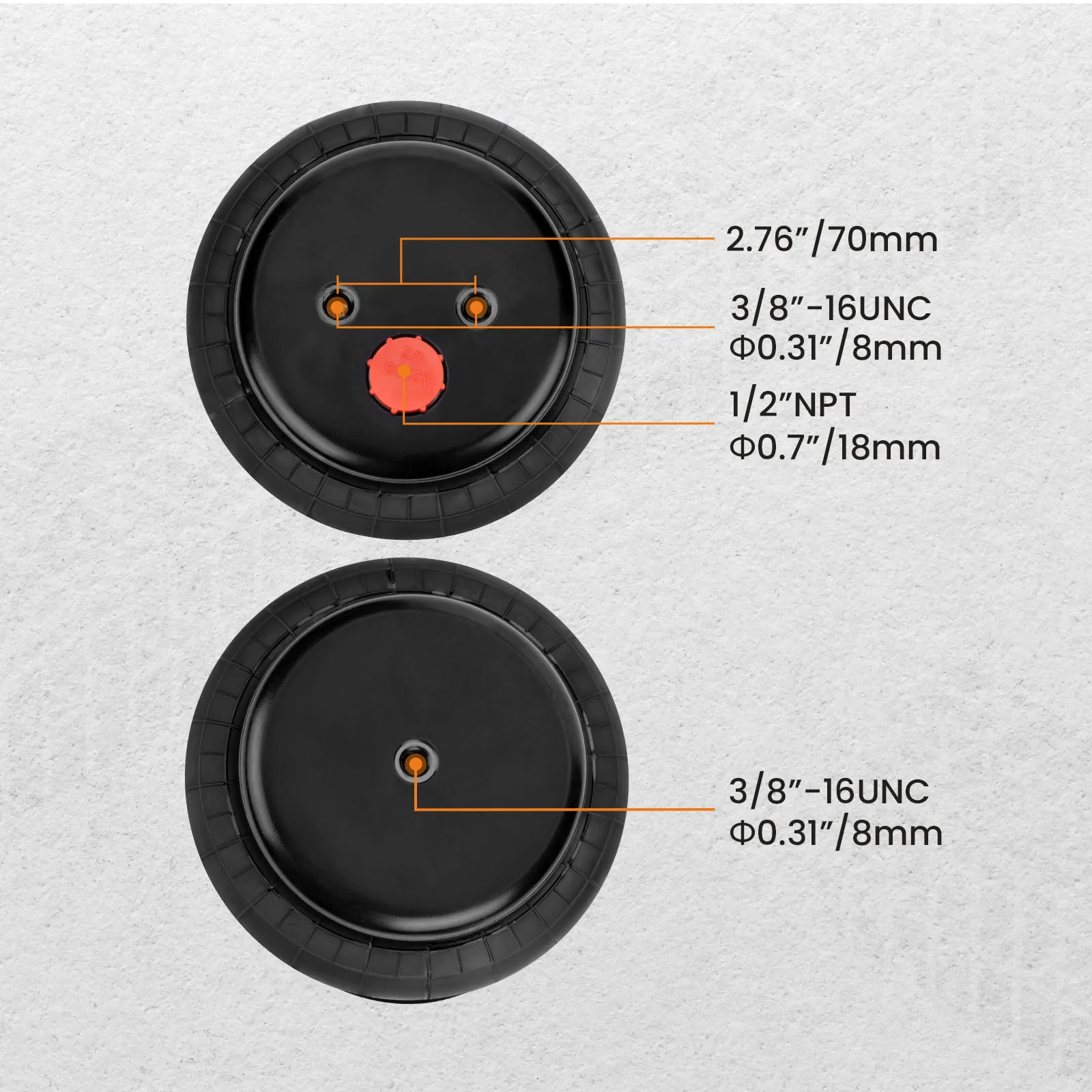 1X suspensión de bolsa de resorte de aire de alta resistencia estándar 2600lb parte 1/2 "npt puerto único Universal - imagen 3