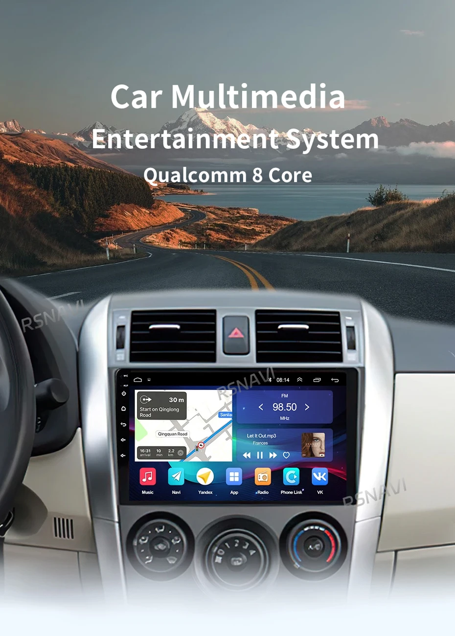 Pantalla 2K y controles de la radio para Toyota Corolla