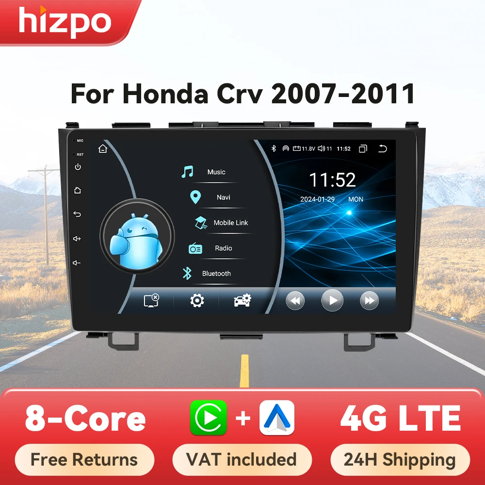 Autorradio con GPS Hizpo CarPlay y Android Auto Honda CR-V tercera RE