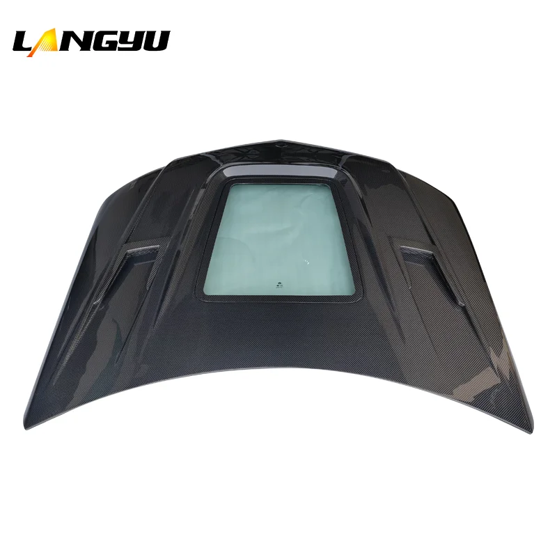 Langyu 08-11 accesorios de coche cubierta de motor transparente de fibra de carbono para mercedes-benz Clase C W204 C63 AMG capó de motor - imagen 5