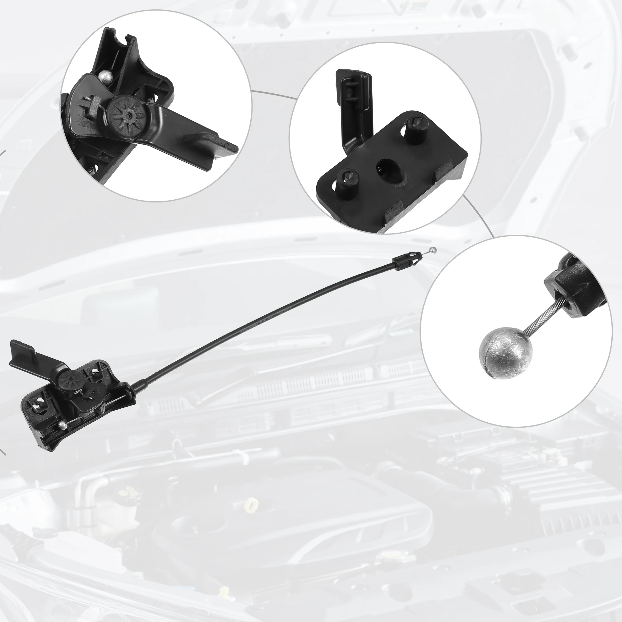 UXCELL 68257542AA Cable de liberación del capó del automóvil apto para Jeep Compass - Paquete de 1 negro - imagen 2