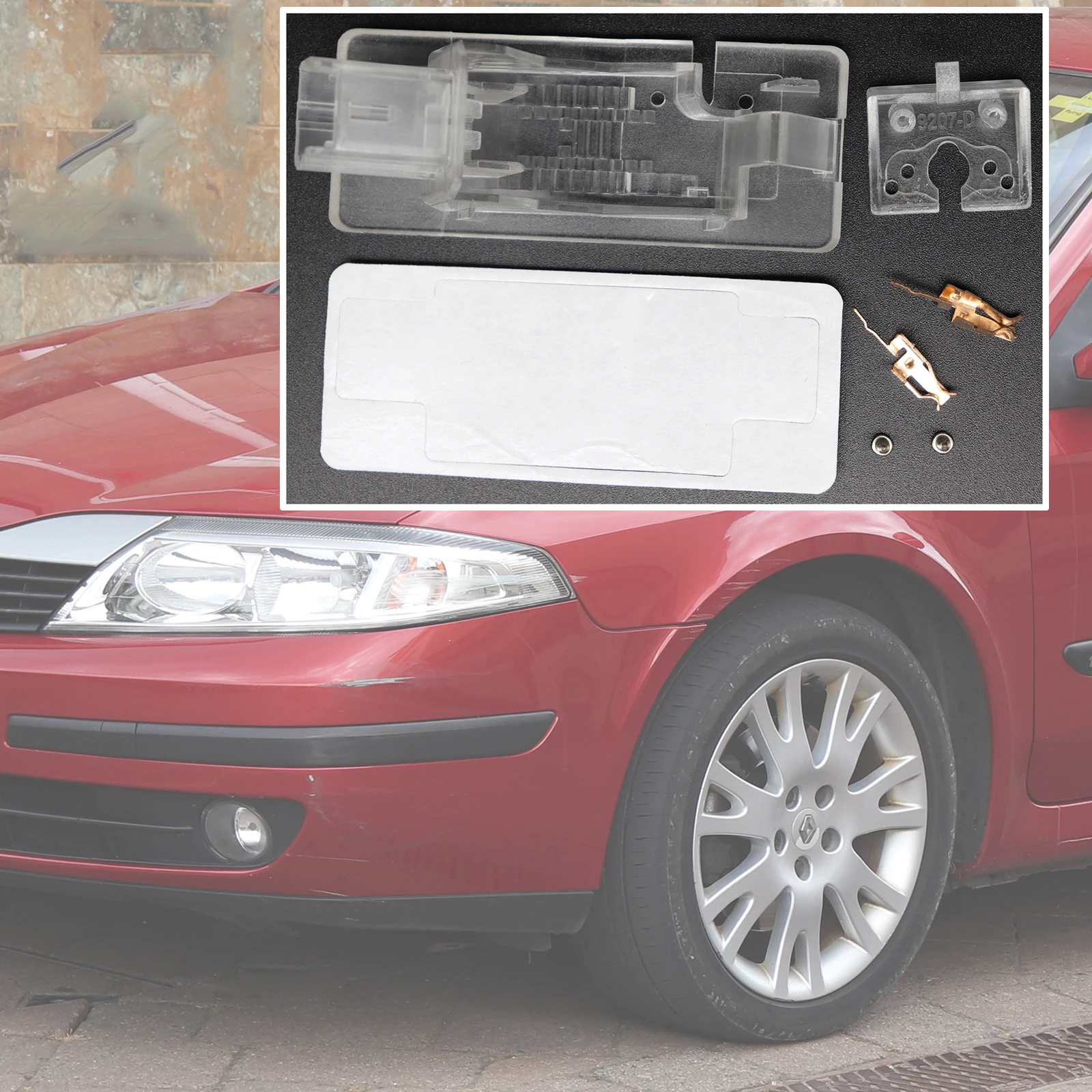 Soporte cámara de visión trasera Renault Laguna II – montaje placa