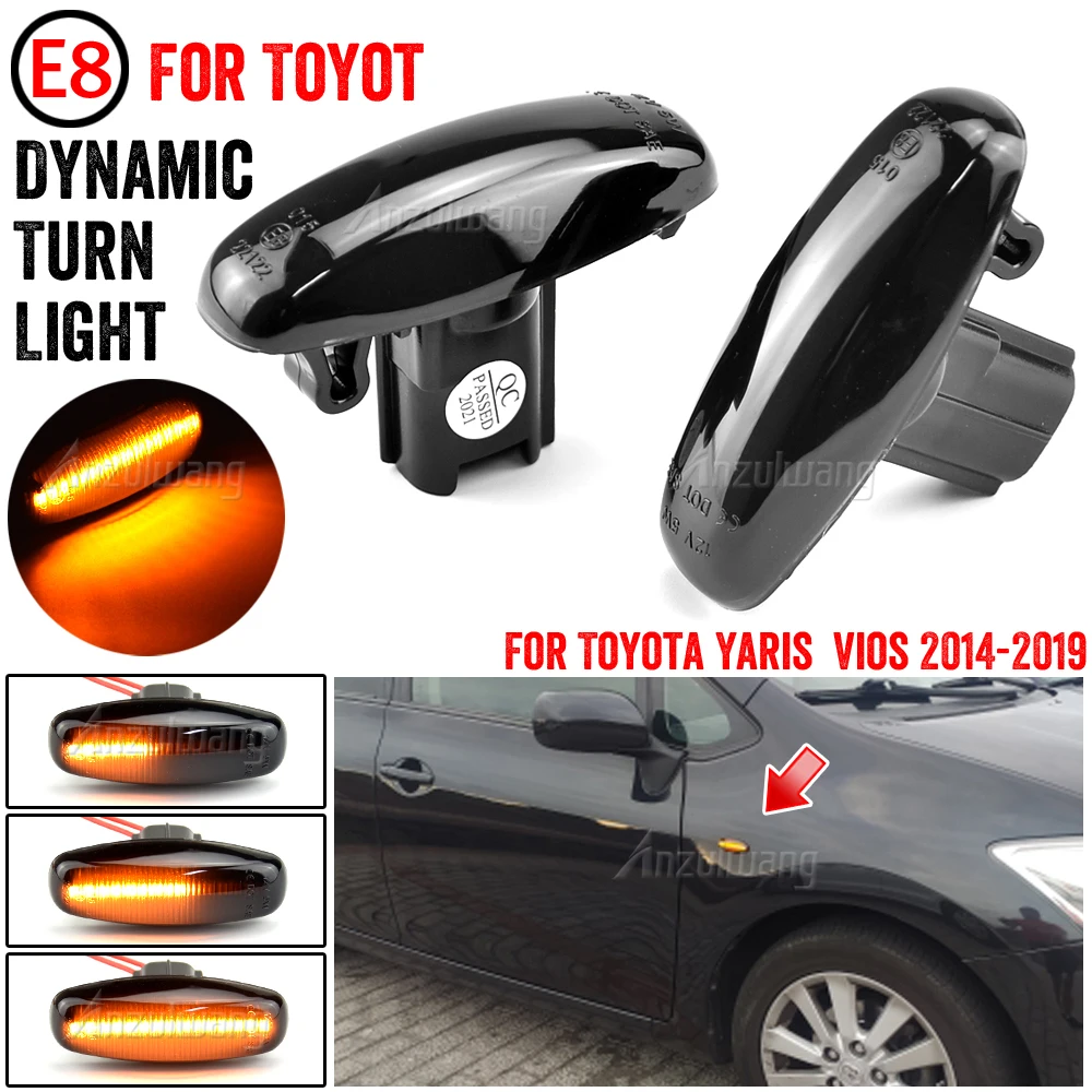 Luz intermitente lateral dinámica LED para Toyota Yaris Vios 2014-2019