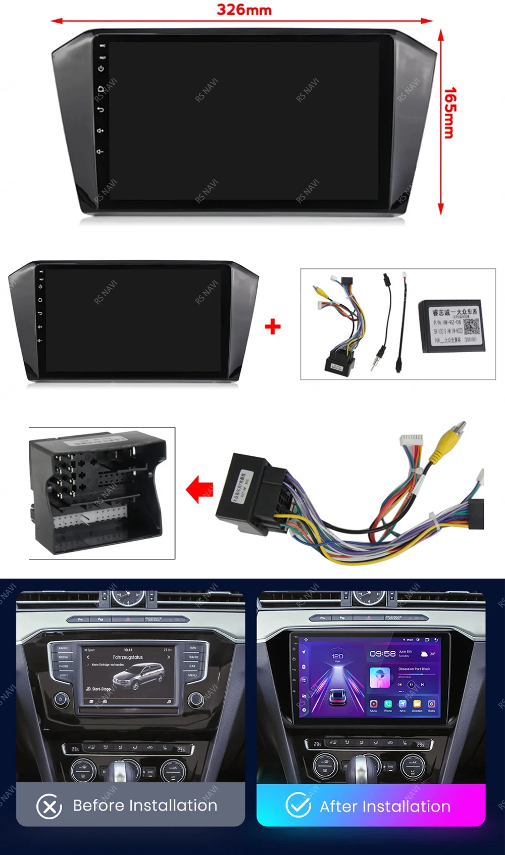 Radio multimedia RSNAVI para Volkswagen Passat B8