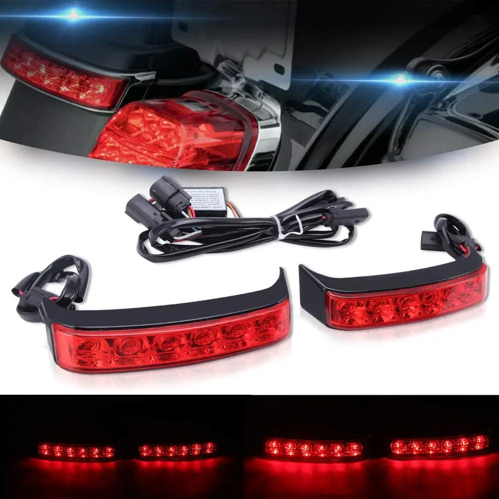 2 uds caja lateral alforja luz trasera freno de marcha lámpara LED cromada para Harley Davidson - imagen 3