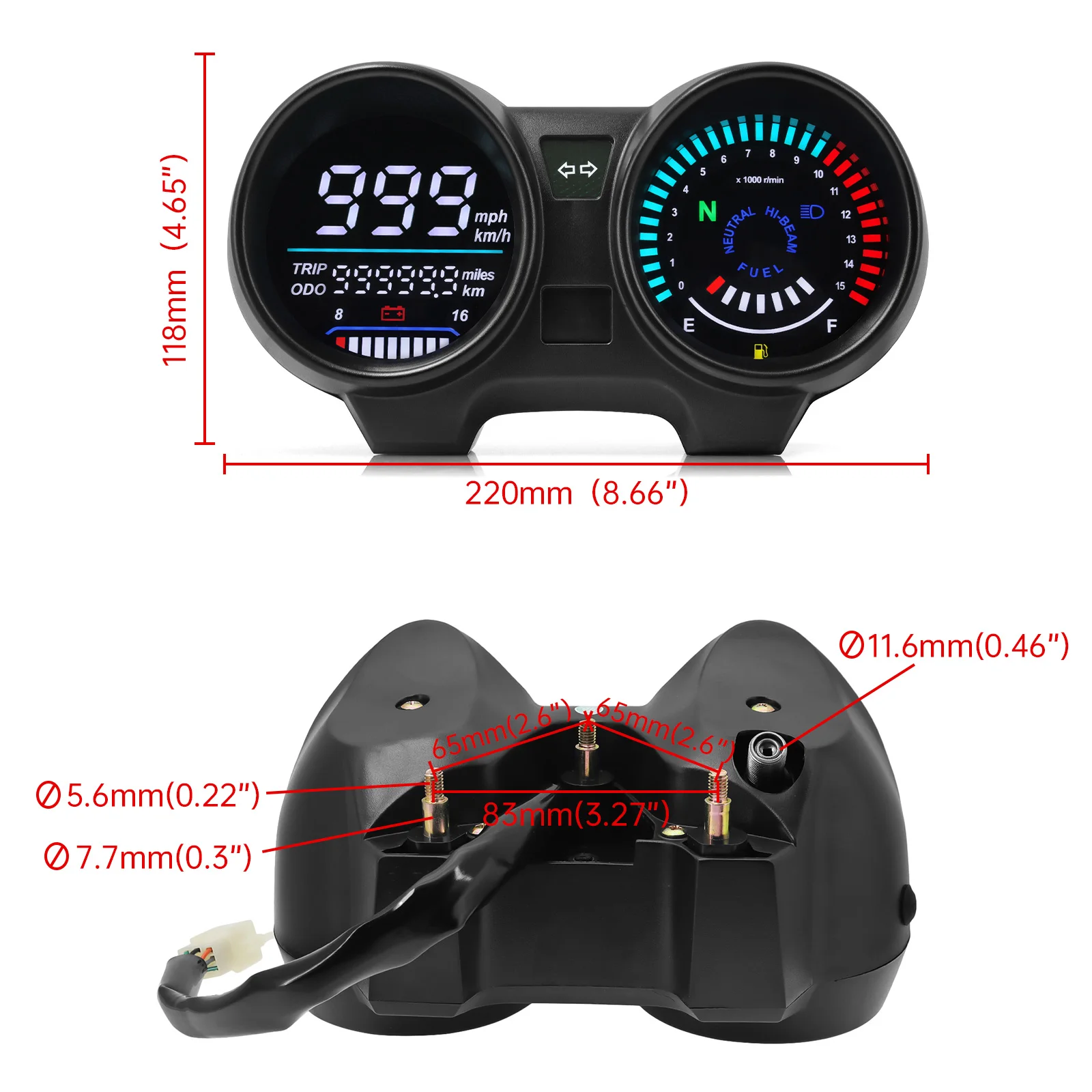 Tablero digital LED tacómetro para Honda CG/Titan 150 2010-2012 - imagen 5