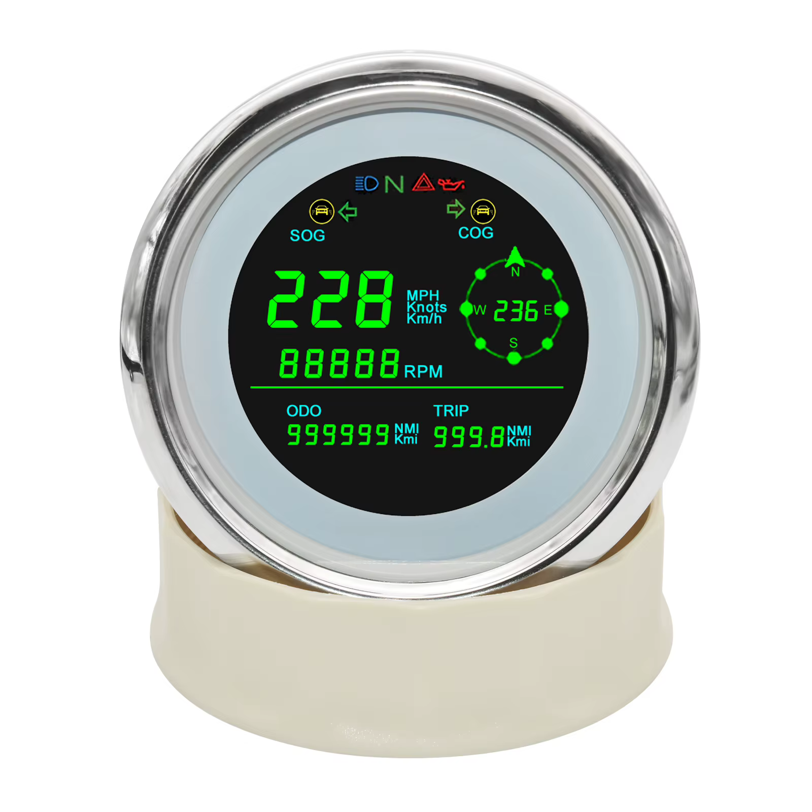 Velocímetro GPS LCD 85 mm con tacómetro y voltímetro 12/24 V - imagen 3