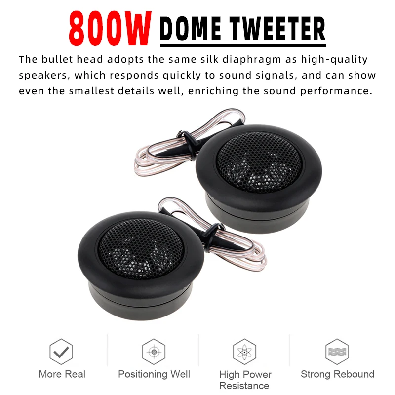 Tweeters de agudos para coche – par 100W sistema audio - imagen 2