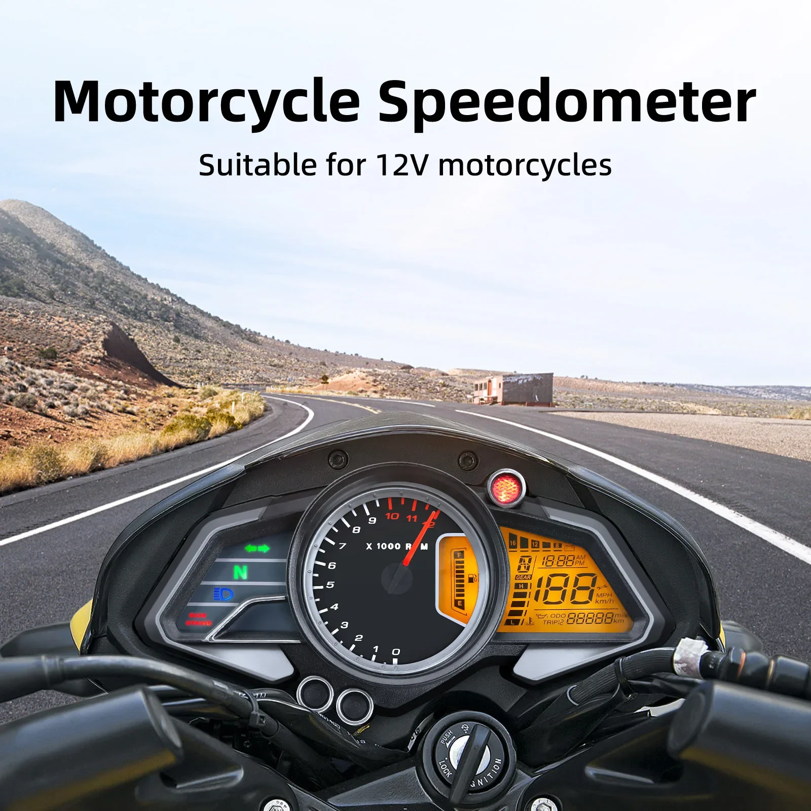 Vista del velocímetro de repuesto para motocicleta