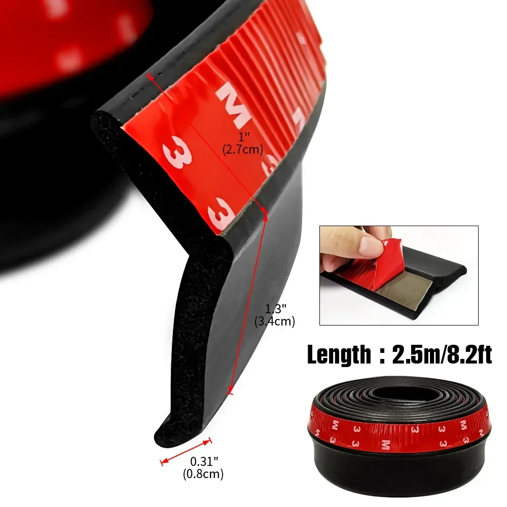 2.5m Car Front Bumper Lip Rubber Universal Bumper Protector Bumper Lip Strip Car Side Skirt Spoiler Lip Splitter Body Protector - imagen 3