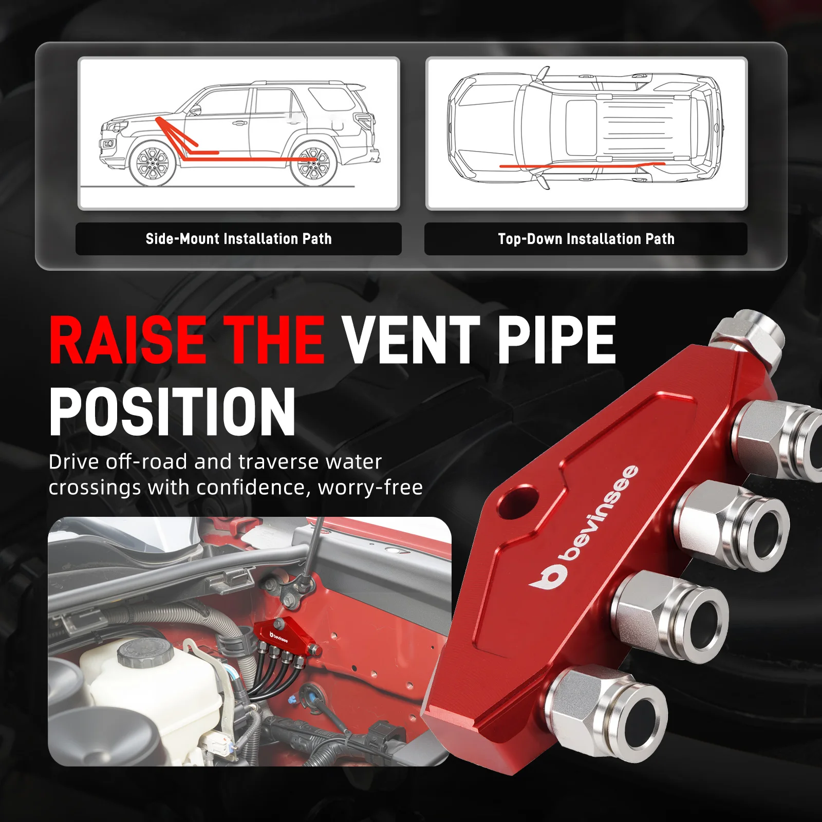 BEVINSEE Kit de ventilación diferencial universal con manguera de poliuretano de 6M para Toyota 4Runner - imagen 2