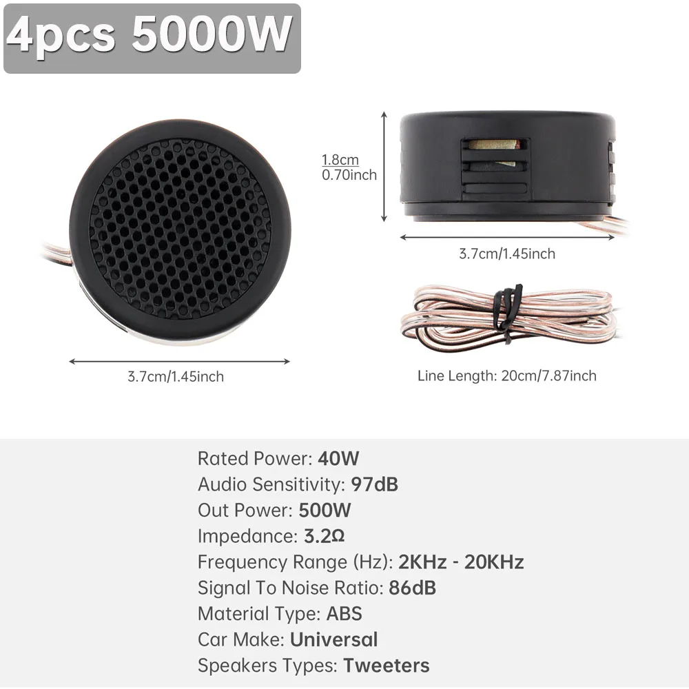Tweeter domo 500W alta frecuencia para coche negro - imagen 2