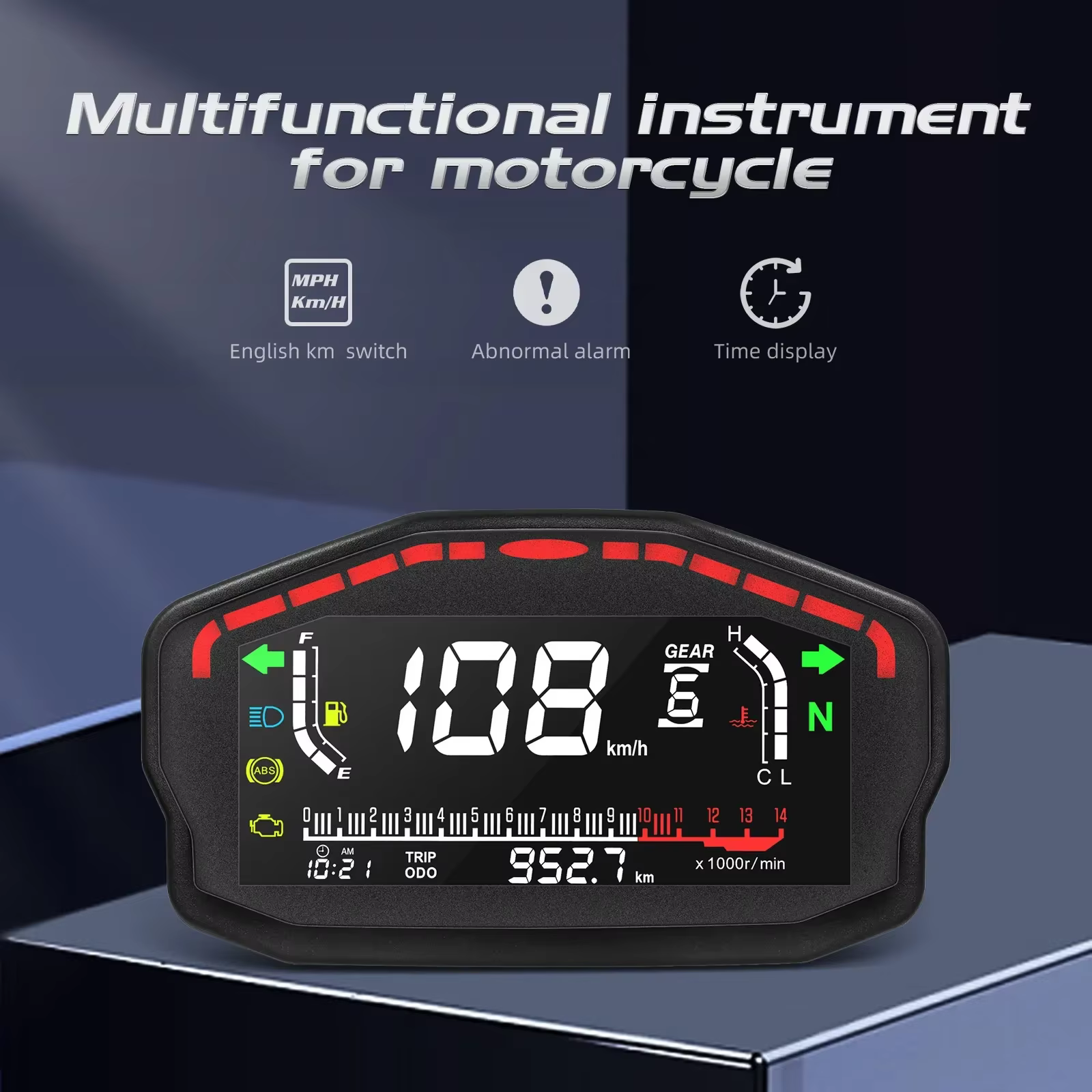 Velocímetro digital universal para moto, odómetro retroiluminado