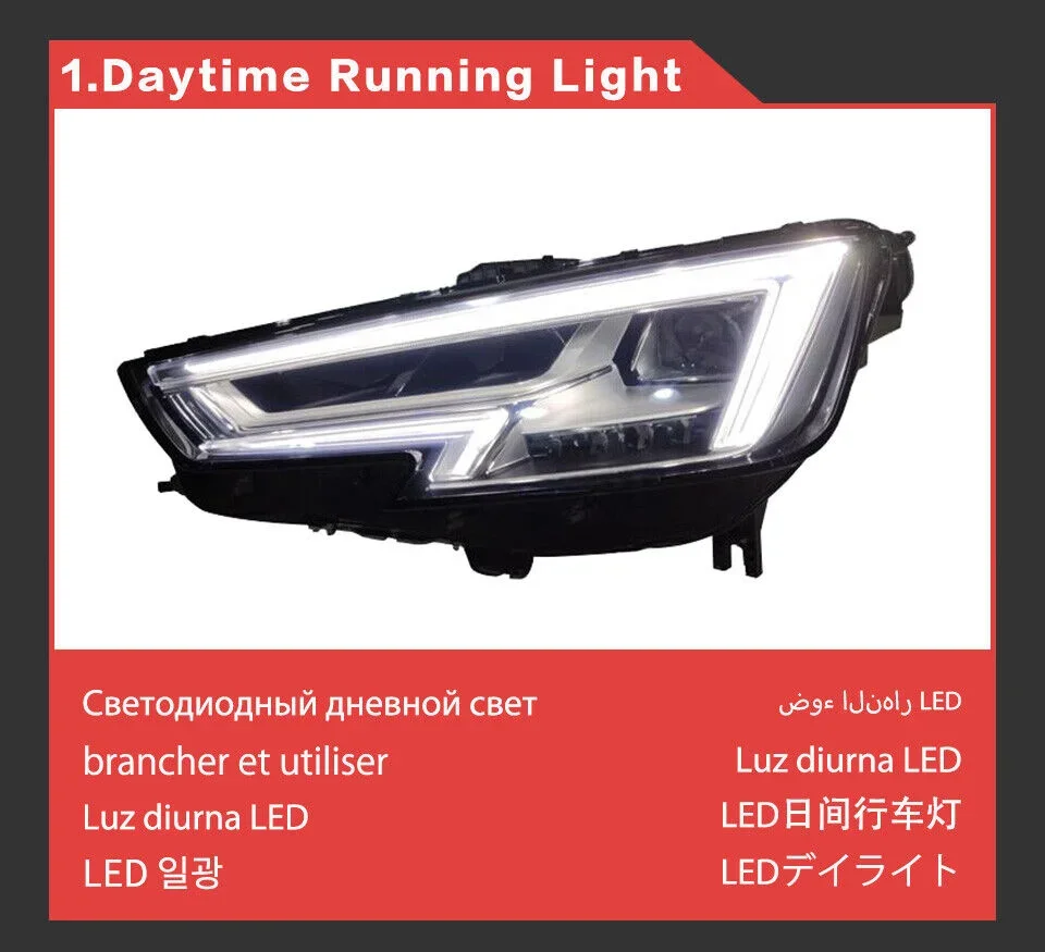 Faros LED Sewiyolin para Audi A4 B9 S4 RS4 2017-2019 con DRL - imagen 4