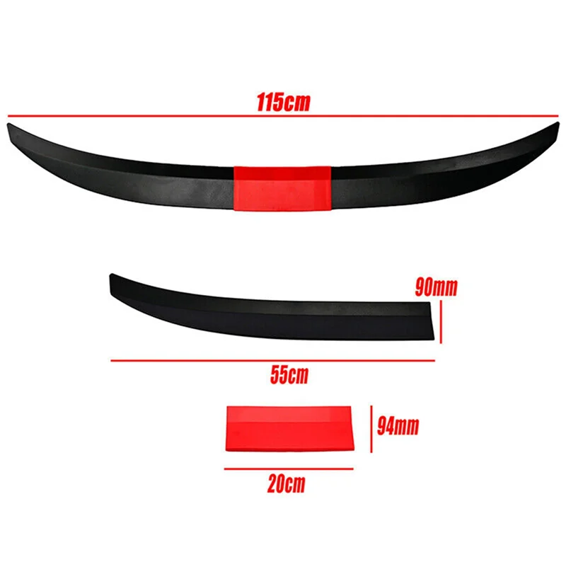 4X Alerón trasero universal Negro/Rojo Tuning