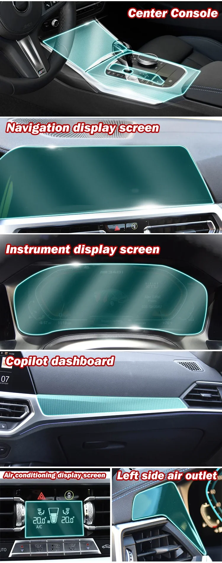 Accesorio protector para los mandos y pantalla del BMW G20