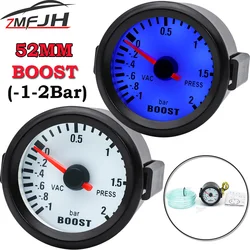 Manómetro de turbo 52 mm universal 12 V LED azul
