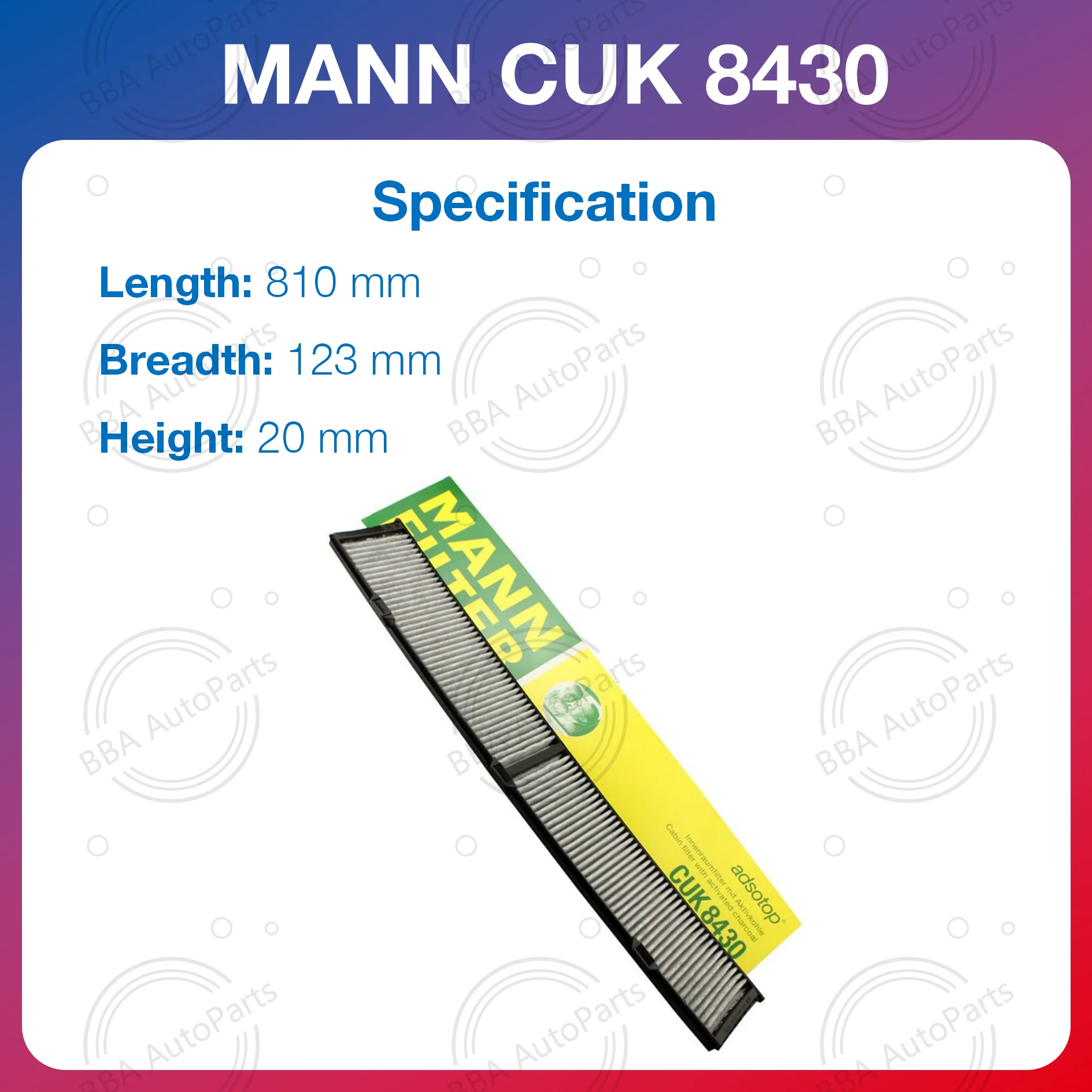 Filtro aire acondicionado Mann CUK8430 – BMW 120i 320i 318i X1 - imagen 3