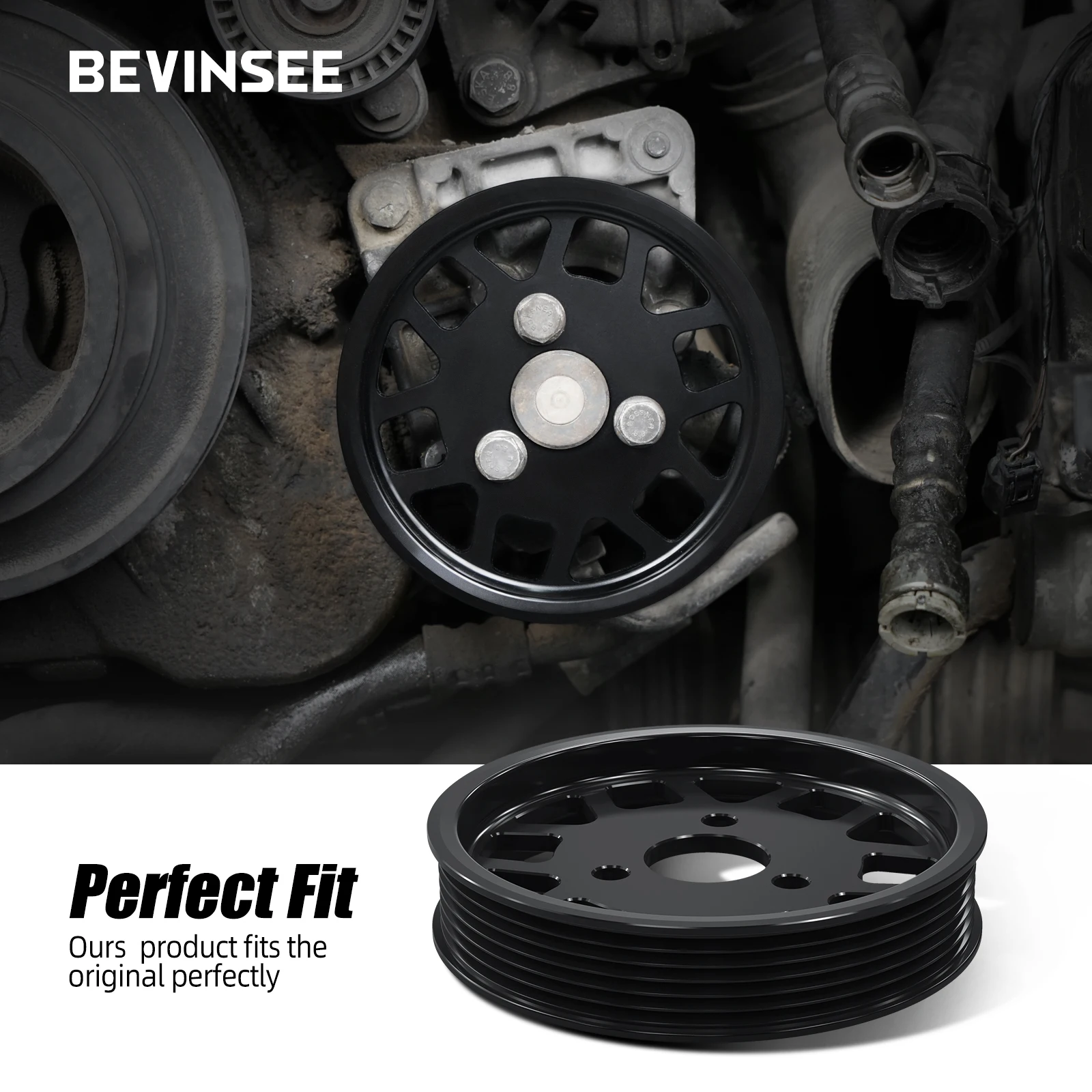 Poleas de aluminio para dirección asistida y bomba de agua BMW M52 - imagen 2