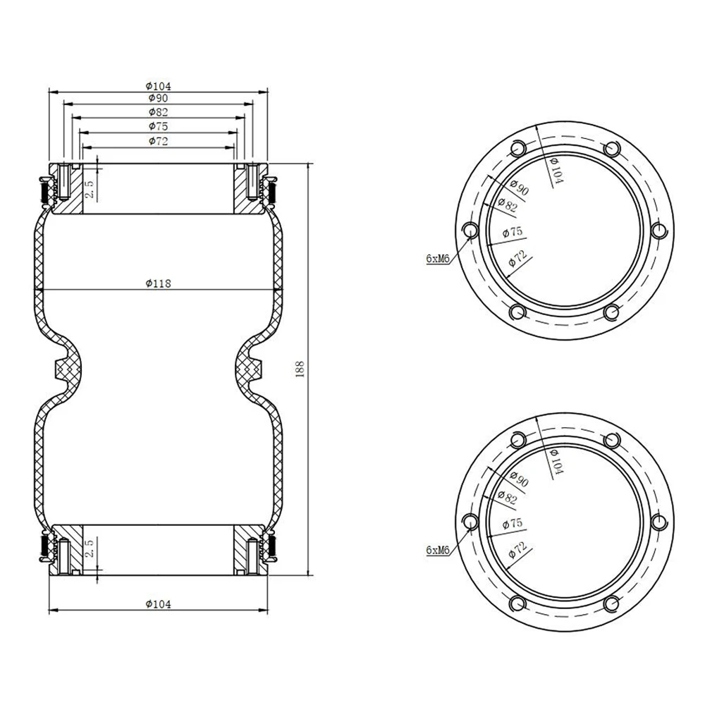 Kit de suspensión neumática universal con bolsa y brida de aluminio - imagen 4