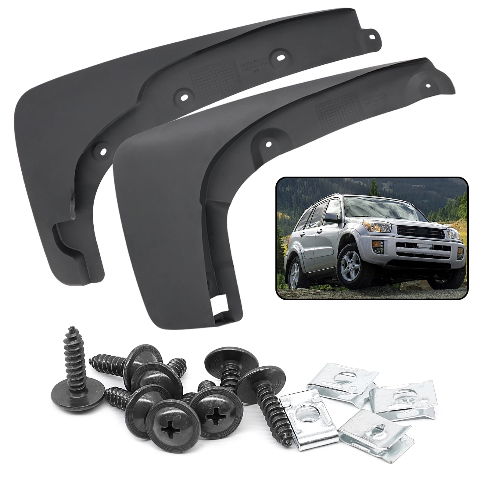 4 unids/set guardabarros delanteros y traseros para coche guardabarros para Toyota RAV4 XA20 2a generación 2001-2005 guardabarros 2002 2003 2004 - imagen 4