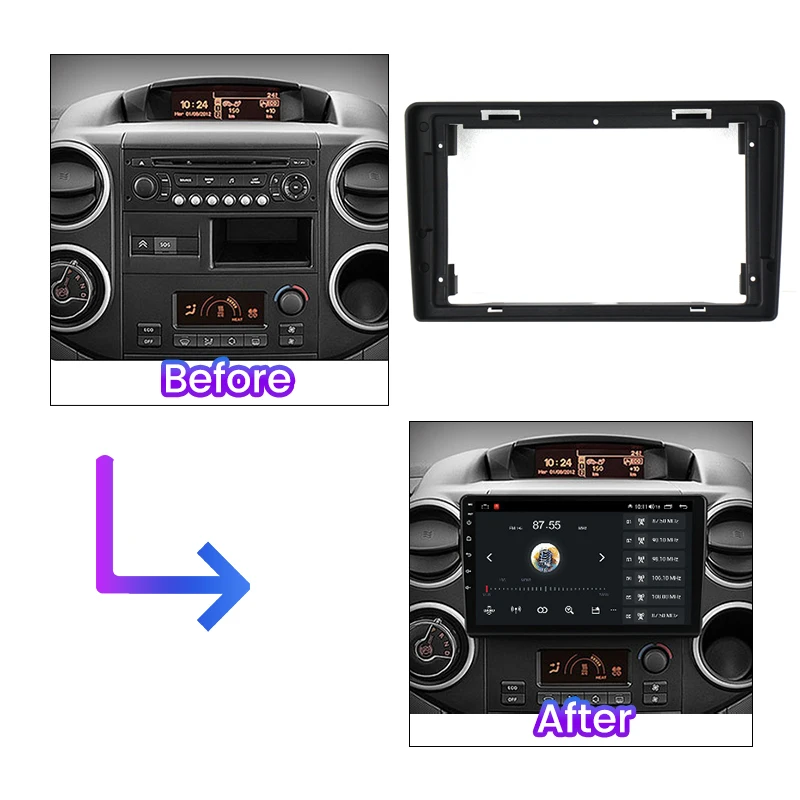 Marco autoradio 9" compatible Citroen Berlingo 2008-2019 - imagen 2