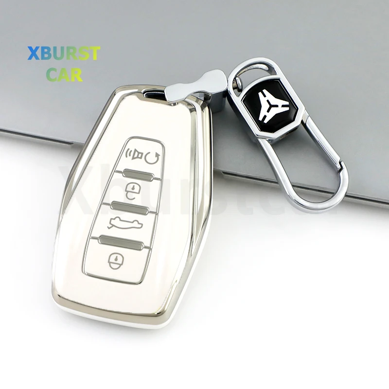 Funda para llave Geely, borde plateado: Boyue, Tugella y Coolray