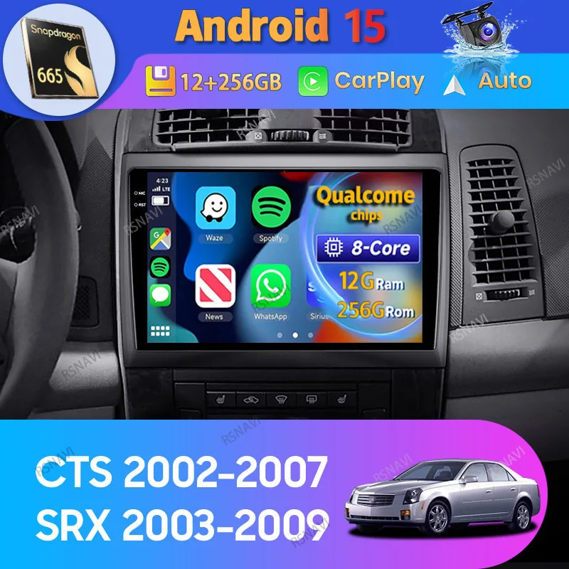 Autoradio Android CarPlay 2 DIN GPS WiFi para Cadillac CTS SRX