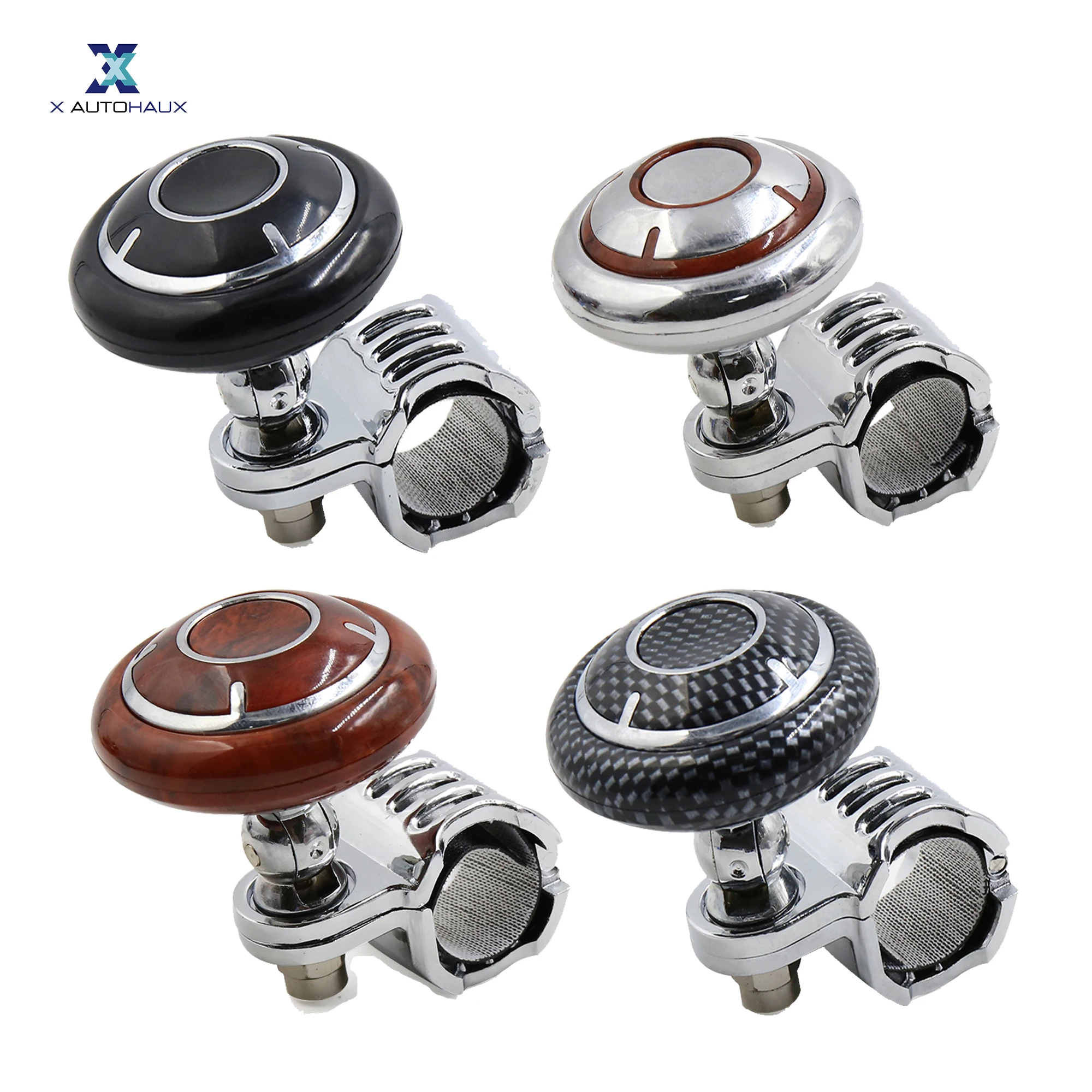 Autohaux pomo giratorio para volante de fibra de carbono marrón