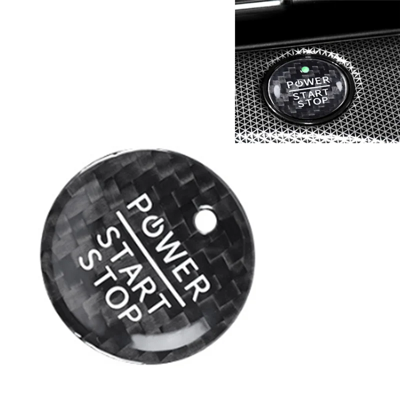 AB56-accesorios interiores de coche, botón de arranque y parada de motor, pegatina embellecedora de fibra de carbono Real para Ford Mustang Mach-E - imagen 3