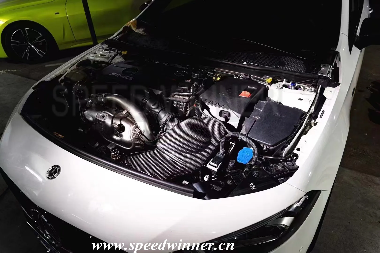 Sistema de admisión de aire SpeedWinner, Kit de admisión de fibra de carbono 100% seca, fuelle frío para Mercedes BENZ AMG A35 W177 A35L CLA35 M260 2,0 T - imagen 2