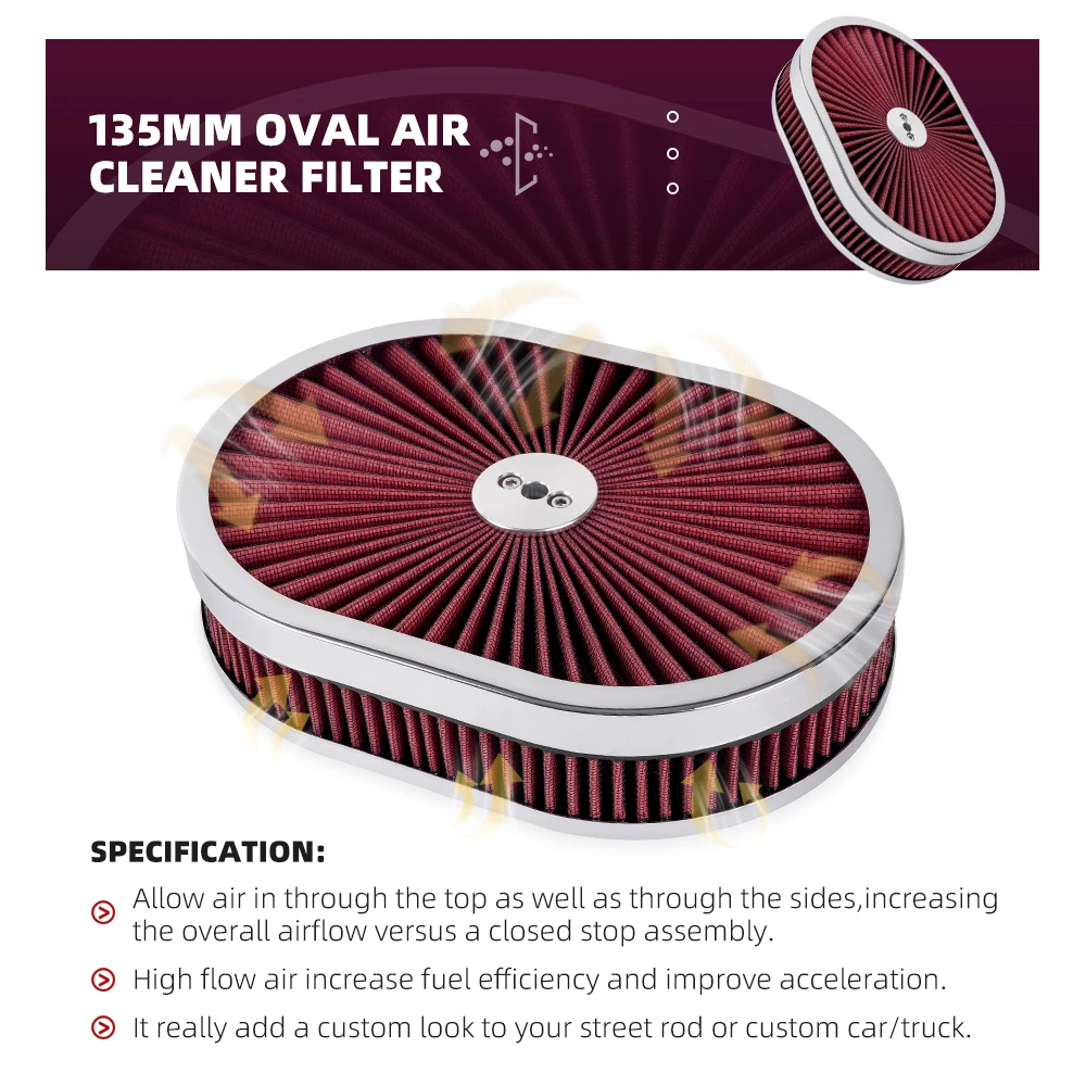 Filtro de aire ovalado alto rendimiento para GM, Ford, Chrysler y Dodge - imagen 5