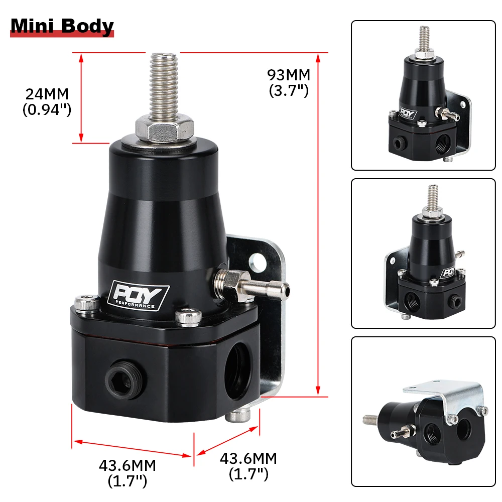 WLR - Regulador de presión de combustible negro universal con manómetro de aceite blanco 3 piezas Accesorios AN6 30-70 PSI WLR7845 - imagen 5