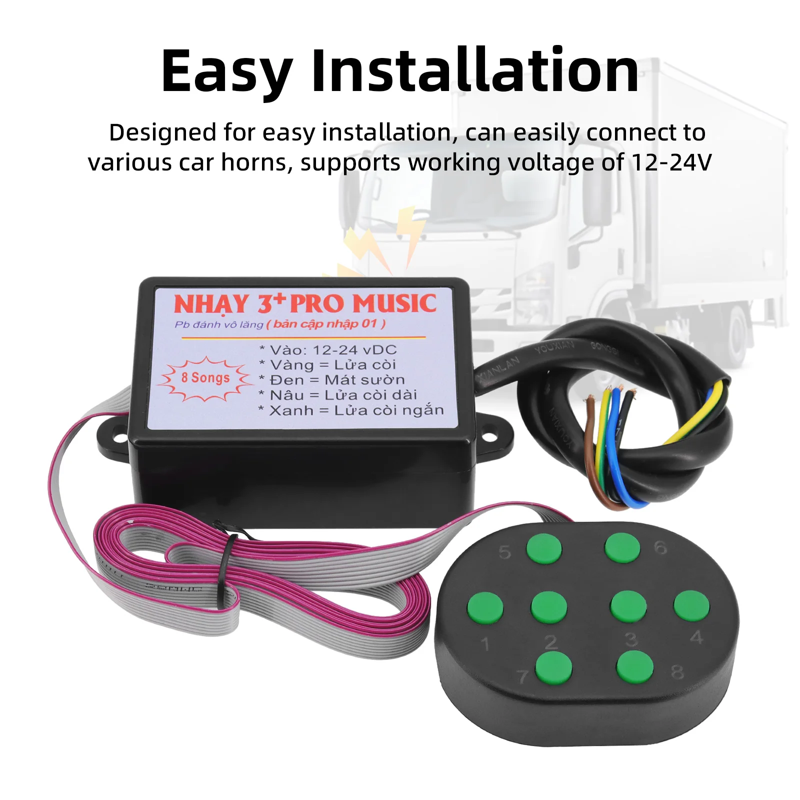 Controlador bocina electrónica 12V universal 16 sonidos - imagen 5