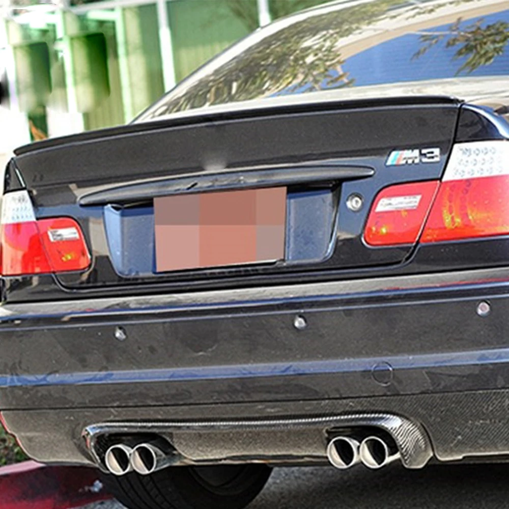 Para BMW M3 E46 Difusor de parachoques trasero Iip Chin Splitter Spoiler Kit de carrocería de fibra de carbono de alta calidad 1999-2006 Negro decorativo trasero - imagen 2
