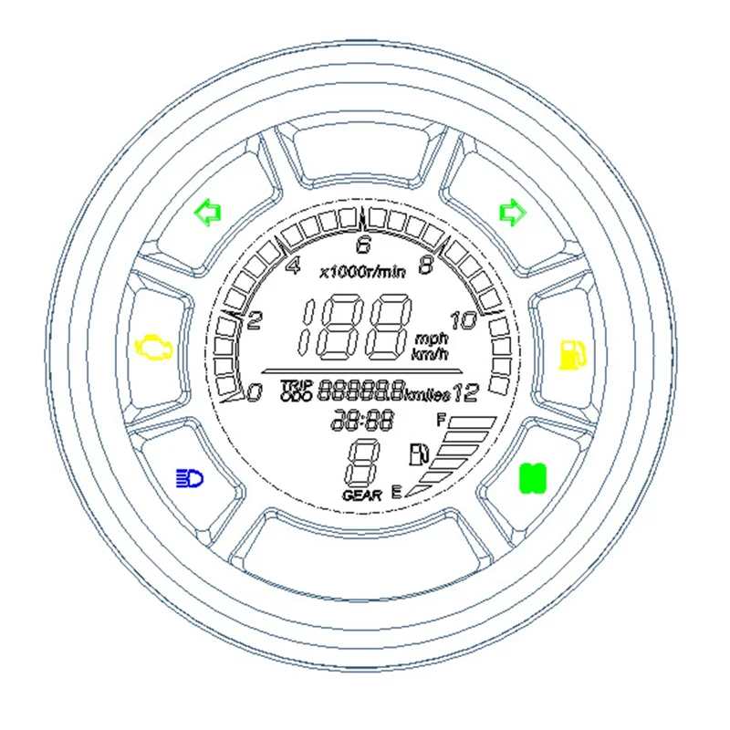 Vista adicional del velocímetro LCD para motocicleta