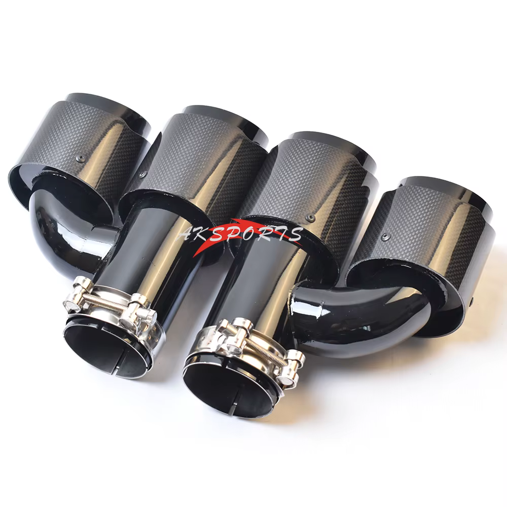 Punta de escape universal doble en fibra de carbono brillante – VREMUS - imagen 5