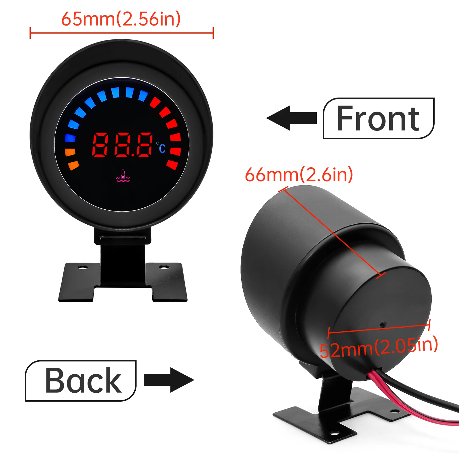 Medidor de temperatura del agua digital LED 52 mm con sensor 10 mm - imagen 2