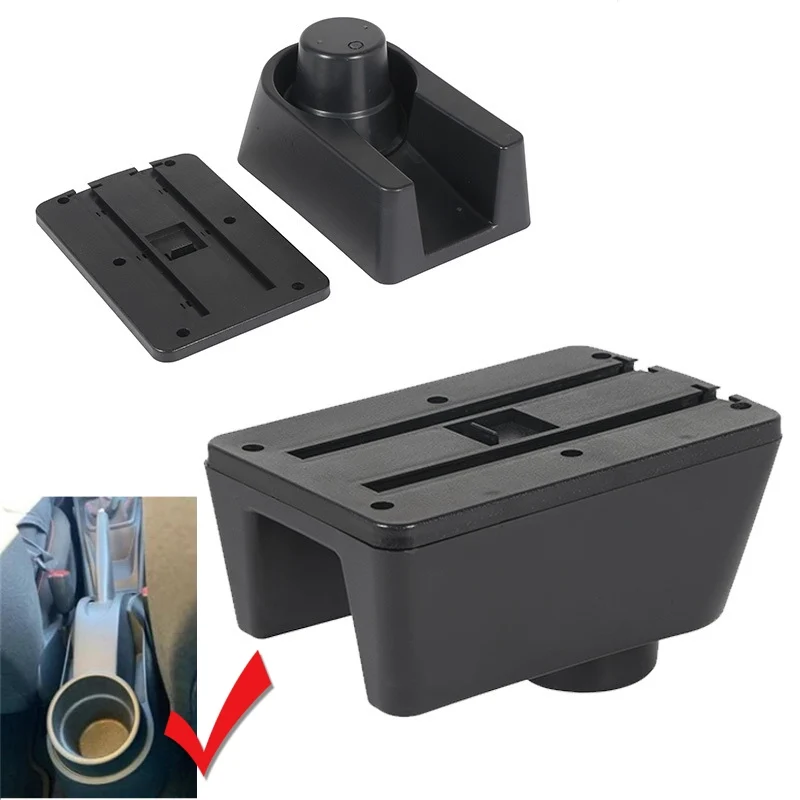 Vista frontal de la caja de reposabrazos para Seat Ibiza