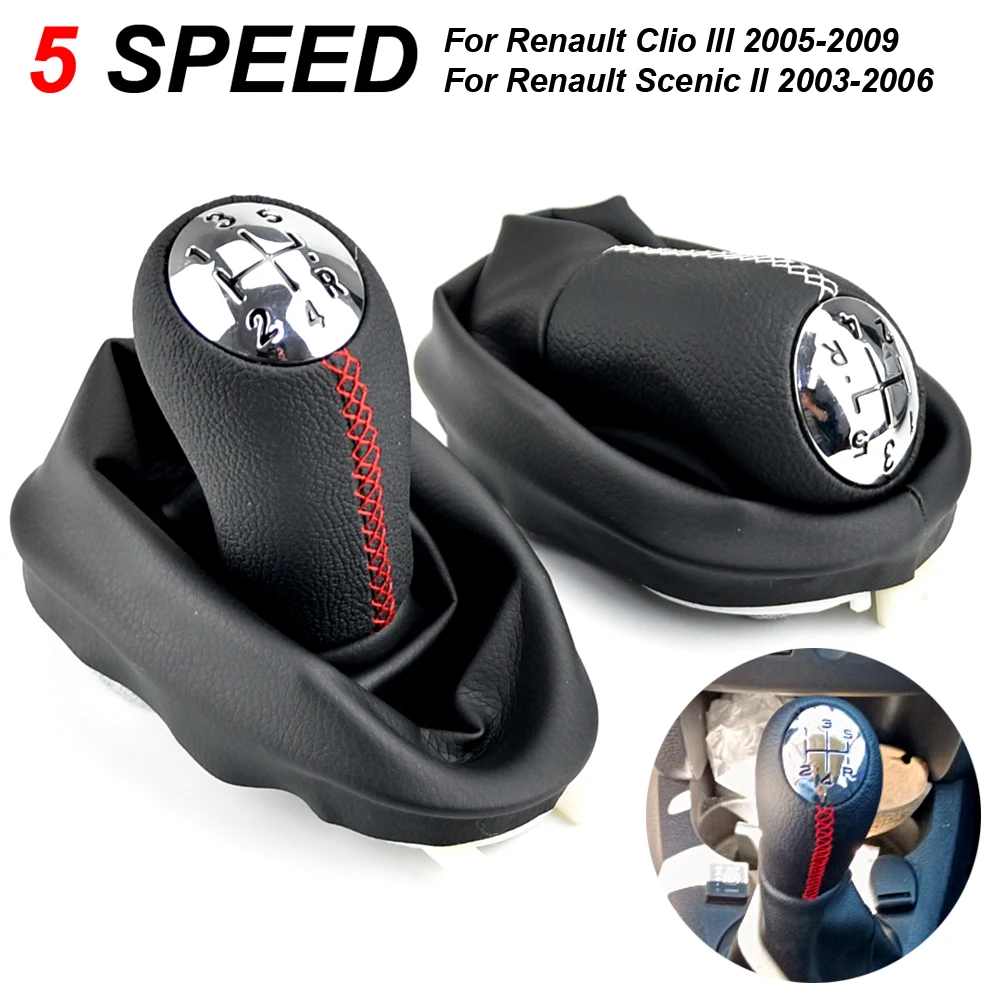 Pomo Cambios Manual MT Negro y Gris - Renault Scenic II Megane II Clio 3 - imagen 4