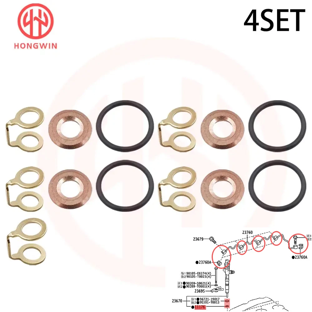 Toyota 11176-30011 Junta de inyector para Land Cruiser Prado y Hilux