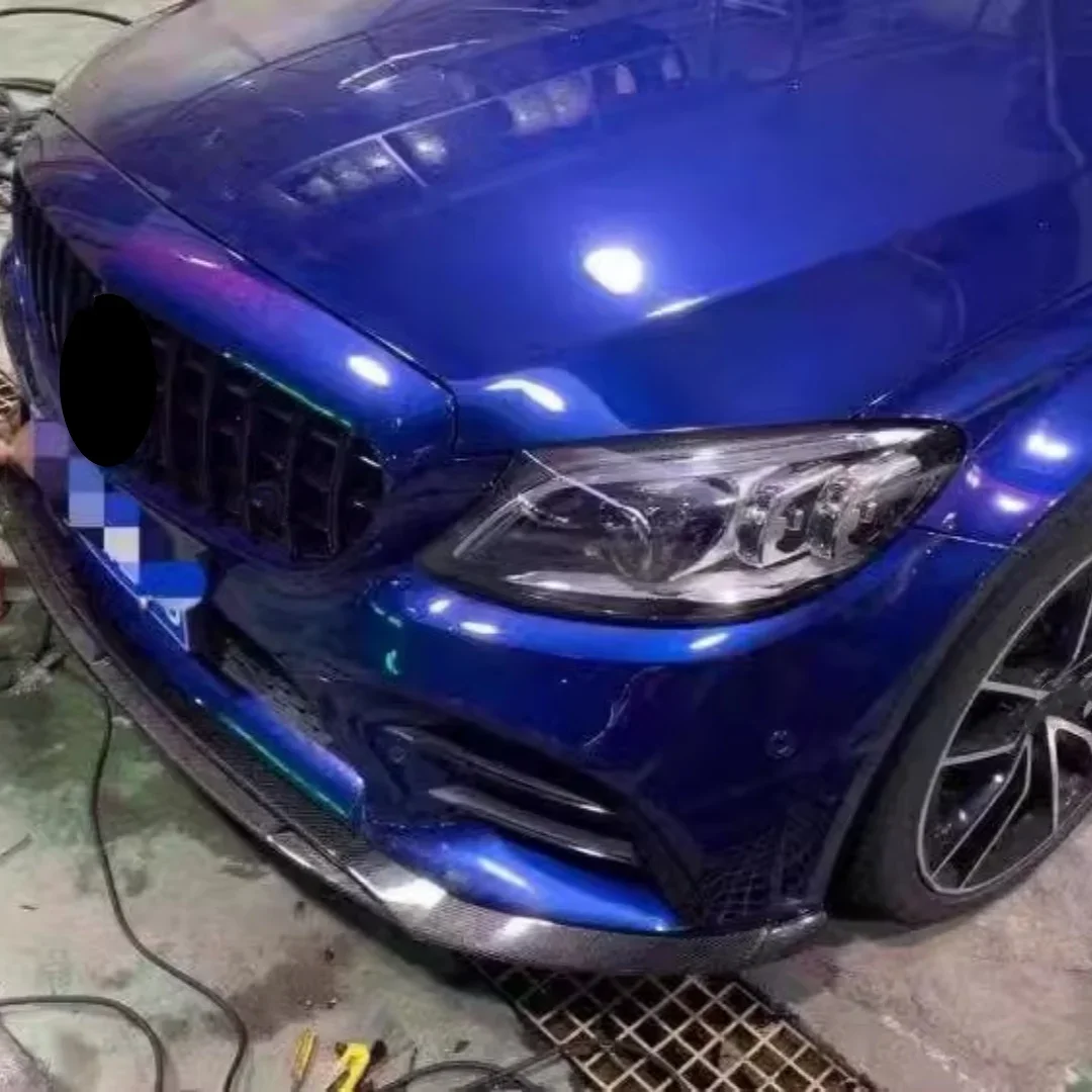 Labio delantero de fibra de carbono para mercedes-benz Clase C C260 C300 W205 2019-2021, pala frontal envolvente pequeña modificada, accesorios para coche - imagen 5