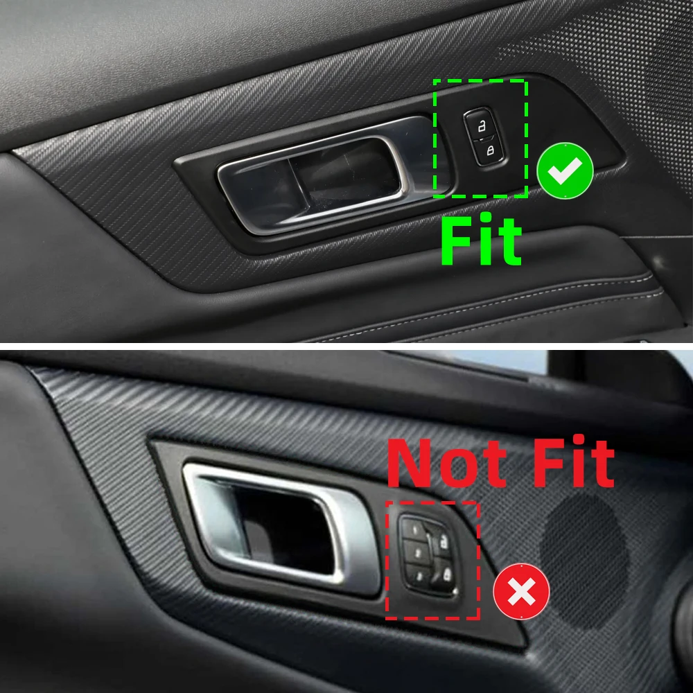 Embellecedores manijas interiores Ford Mustang 2016-2022 fibra carbono - imagen 4