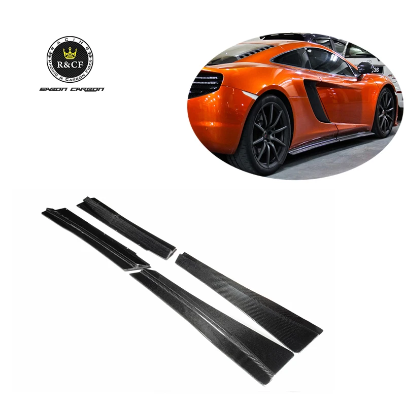 Extensiones de faldones laterales de fibra de carbono estilo RZA de 4 piezas para McLaren MP4 12C 650S