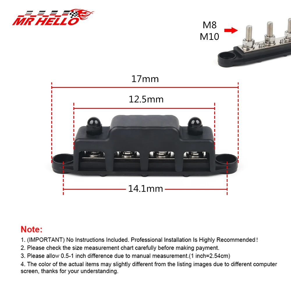 Bloque distribución eléctrica 4 vías M8 M10 – Automóvil y yate - imagen 2