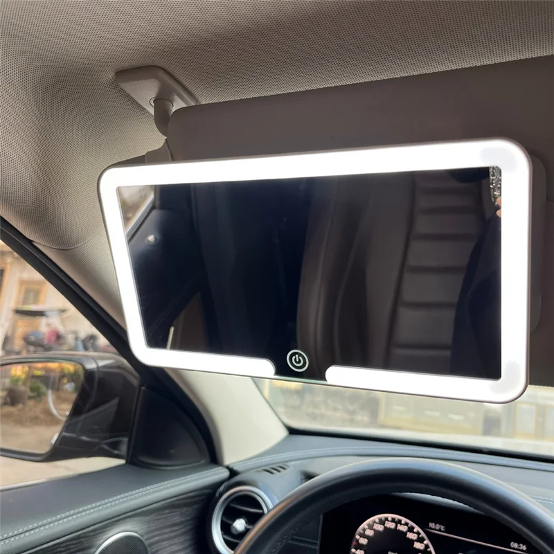 Espejo LED parasol coche con pantalla táctil regulable y 3 modos de luz - imagen 3