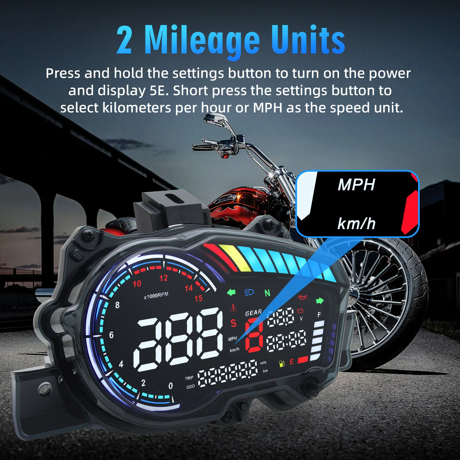 Tacómetro digital LED con velocímetro RPM – YAMAHA Y15 V1 - imagen 4
