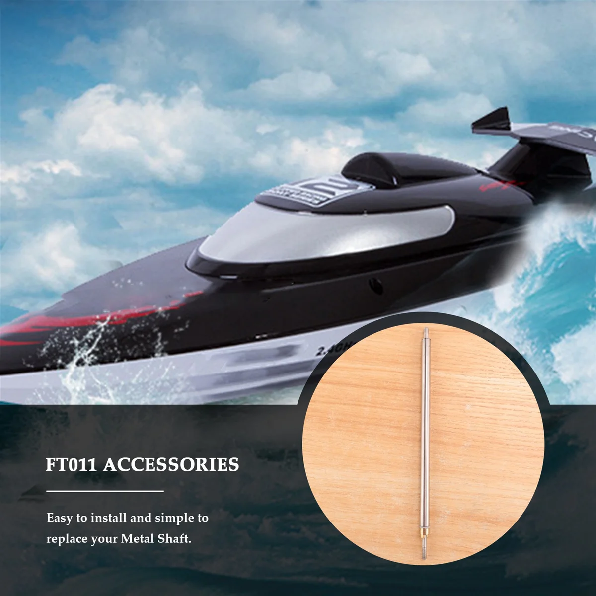 Tubo acero FT011-12 eje metálico Feilun FT011 RC – Accesorios lancha - imagen 3