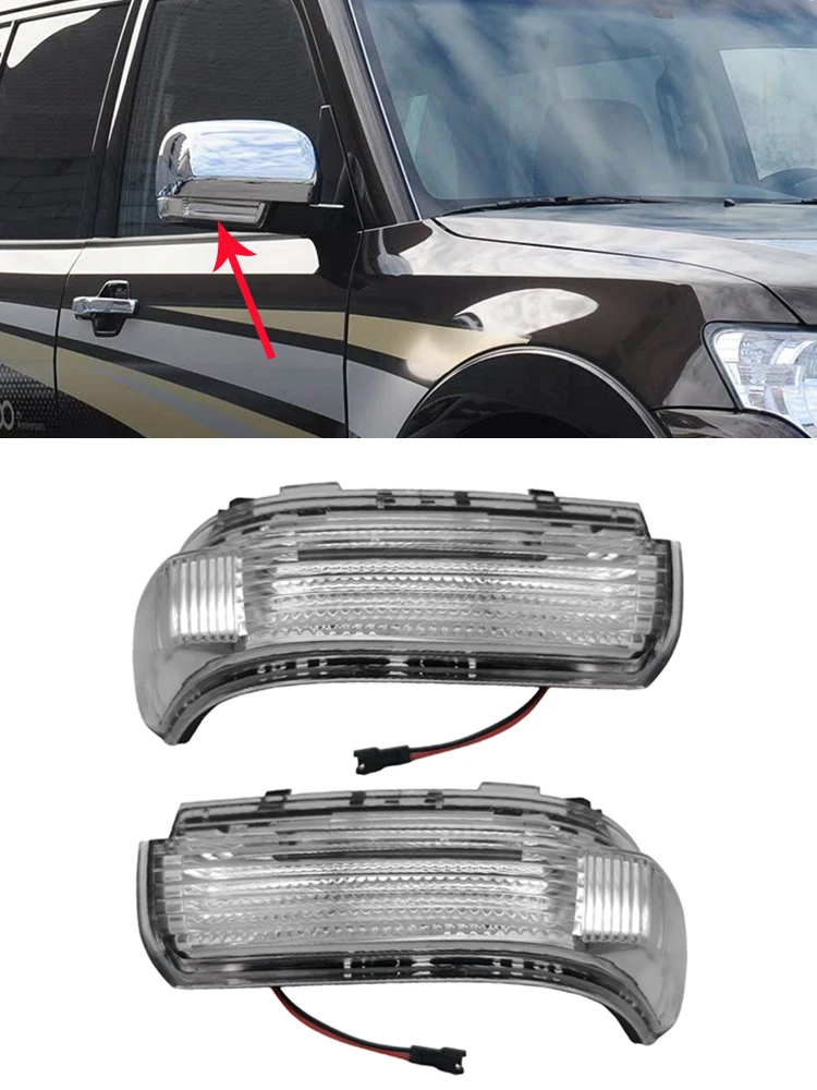 Para Mitsubishi Pajero Montero Shogun 2006-2019 lámpara de espejo retrovisor lateral de puerta de ala automática luz de señal de giro sin luz de suelo